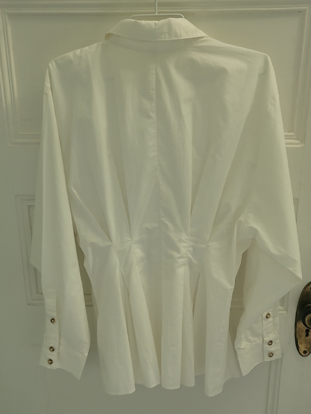 NWT By Anthropologie Belted Buttondown Shirt Women's Size 8 White Cotton Peplum - Picture 11 of 13